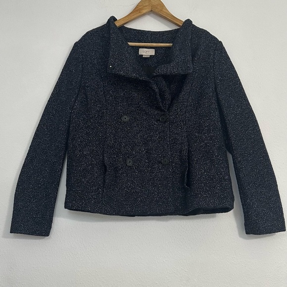 LOFT Black Blazer with Wide Lapel and Asymmetrical Closure - Picture 8 of 14